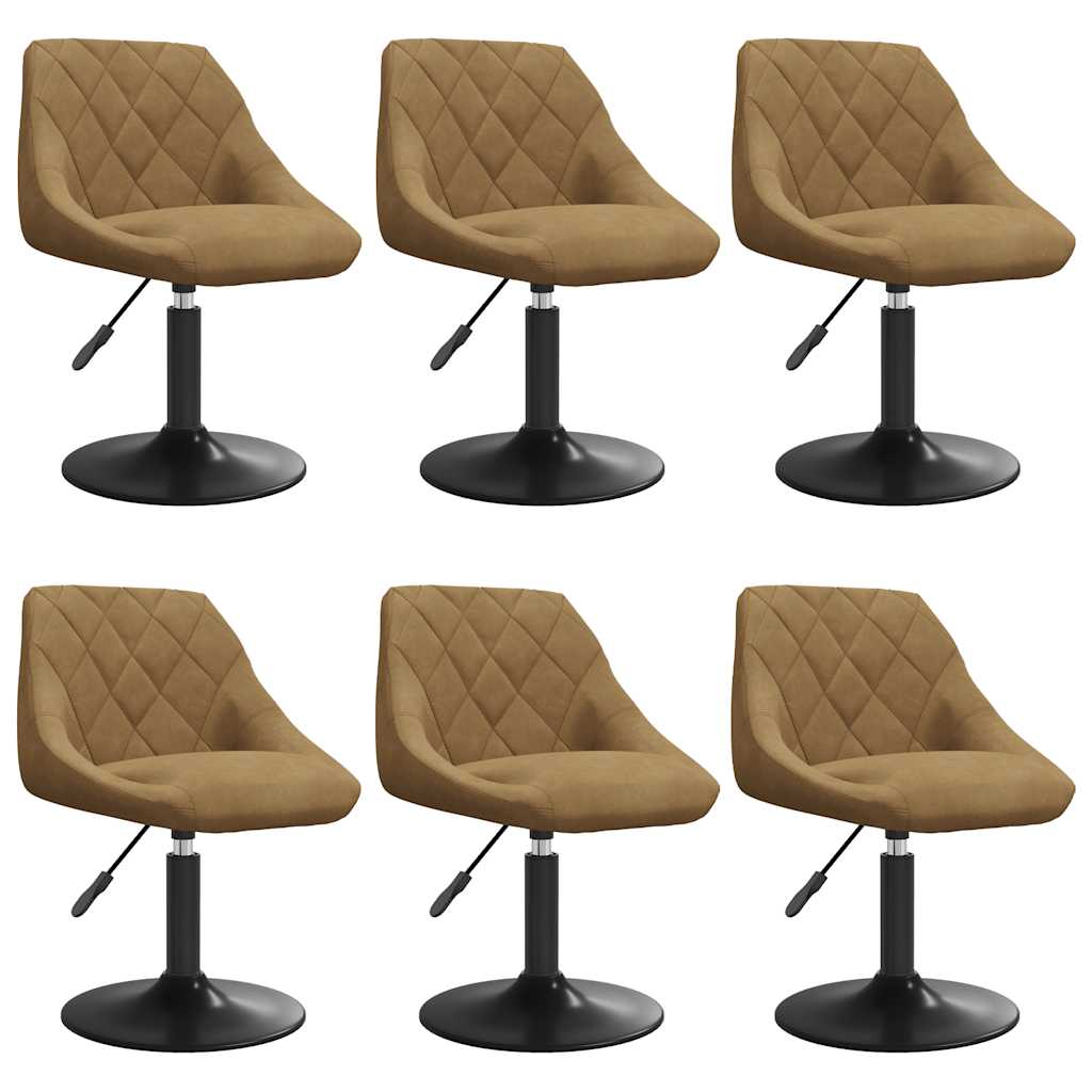 Chaises pivotantes à manger lot de 6 marron velours - XIOS