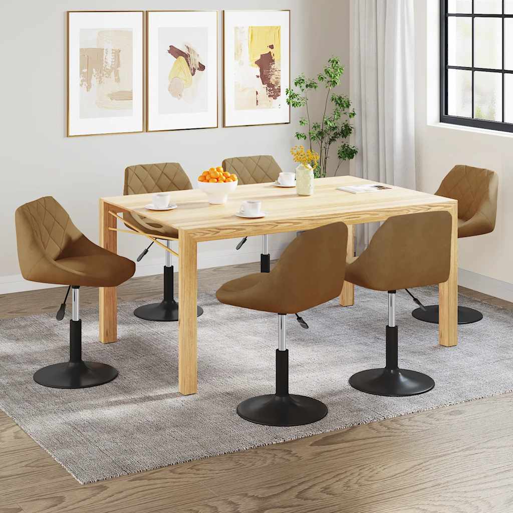 Chaises pivotantes à manger lot de 6 marron velours - XIOS