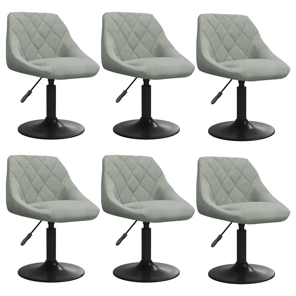 Chaises pivotantes à manger lot de 6 gris clair velours - XIOS