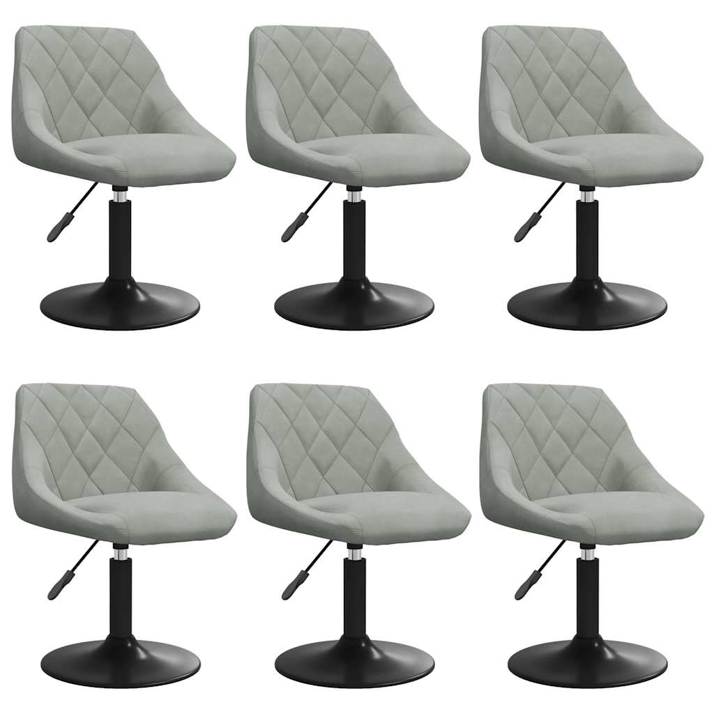 Chaises pivotantes à manger lot de 6 gris clair velours - XIOS