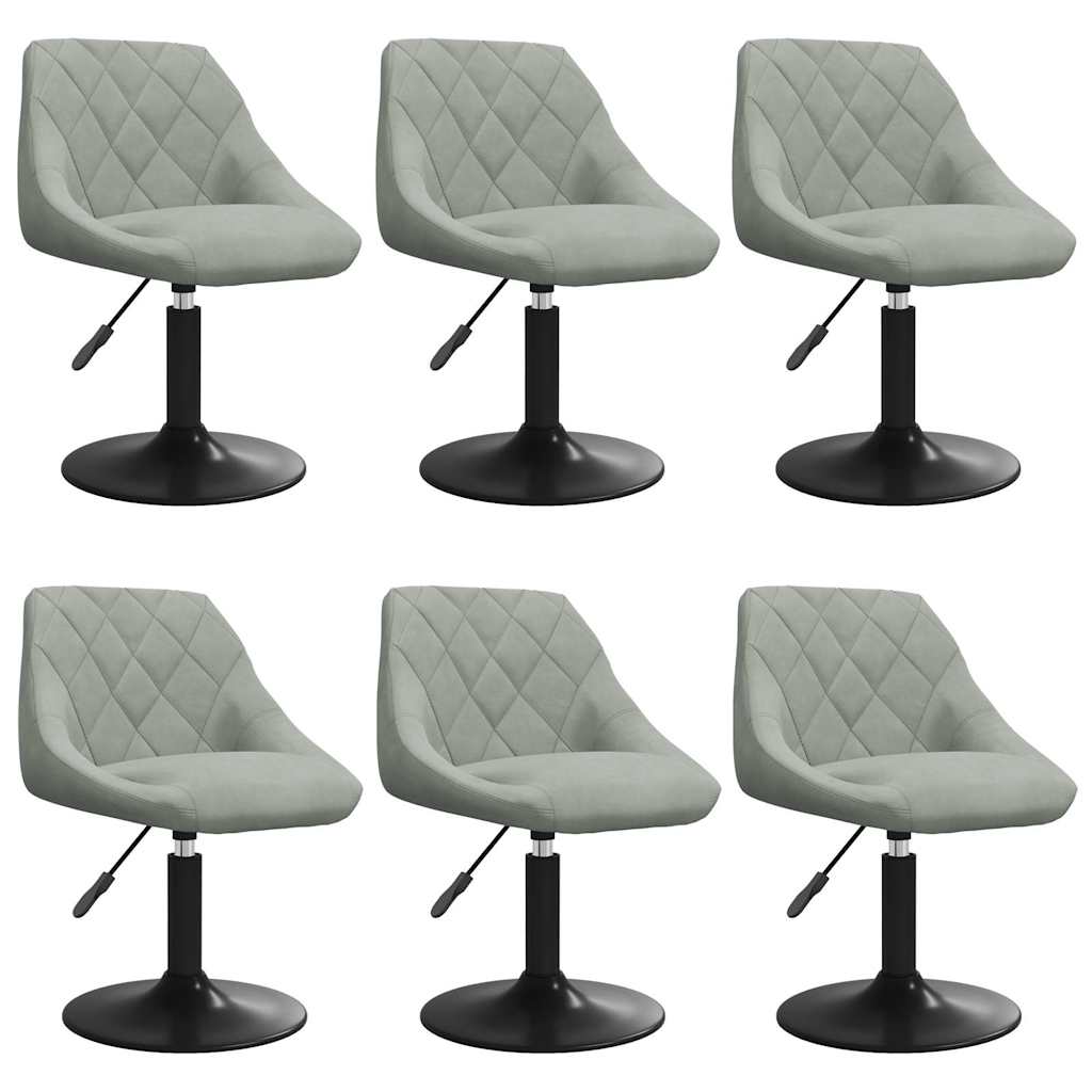 Chaises pivotantes à manger lot de 6 gris clair velours