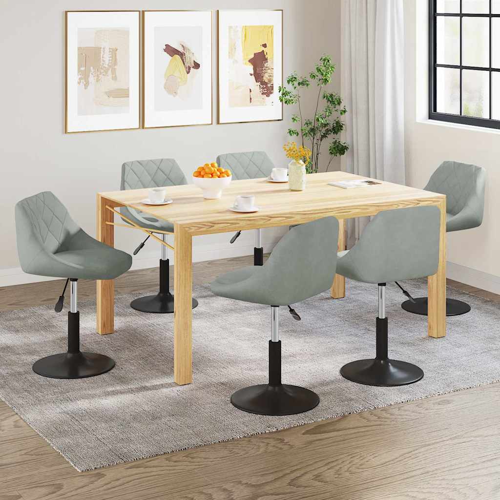 Chaises pivotantes à manger lot de 6 gris clair velours - XIOS