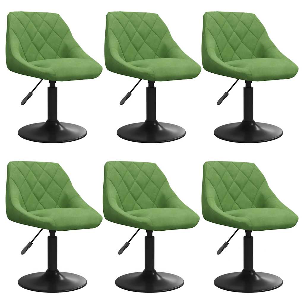 Chaises pivotantes à manger lot de 6 vert clair velours - XIOS