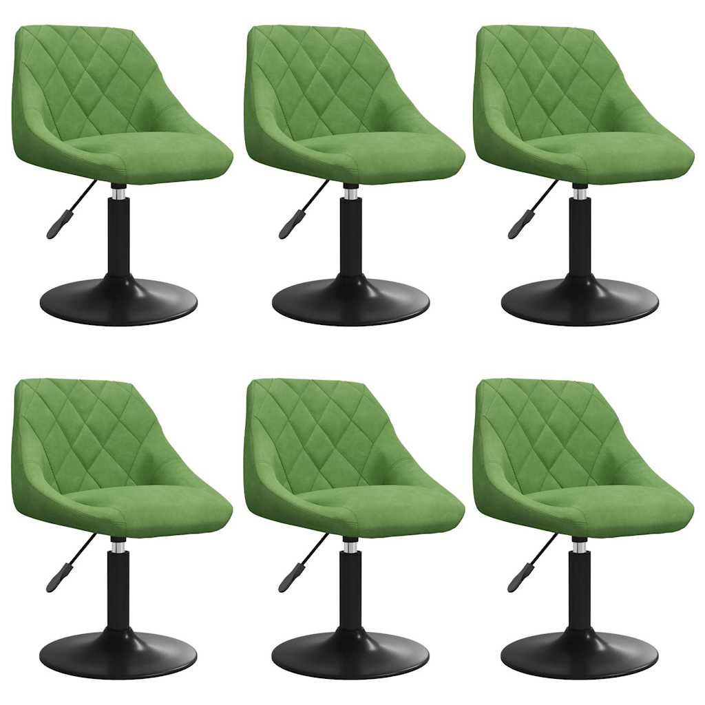 Chaises pivotantes à manger lot de 6 vert clair velours - XIOS