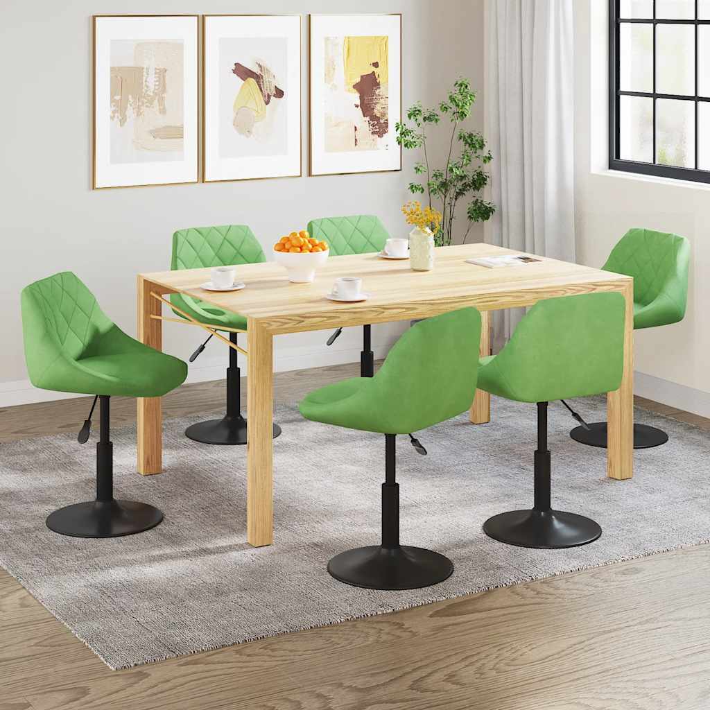 Chaises pivotantes à manger lot de 6 vert clair velours - XIOS
