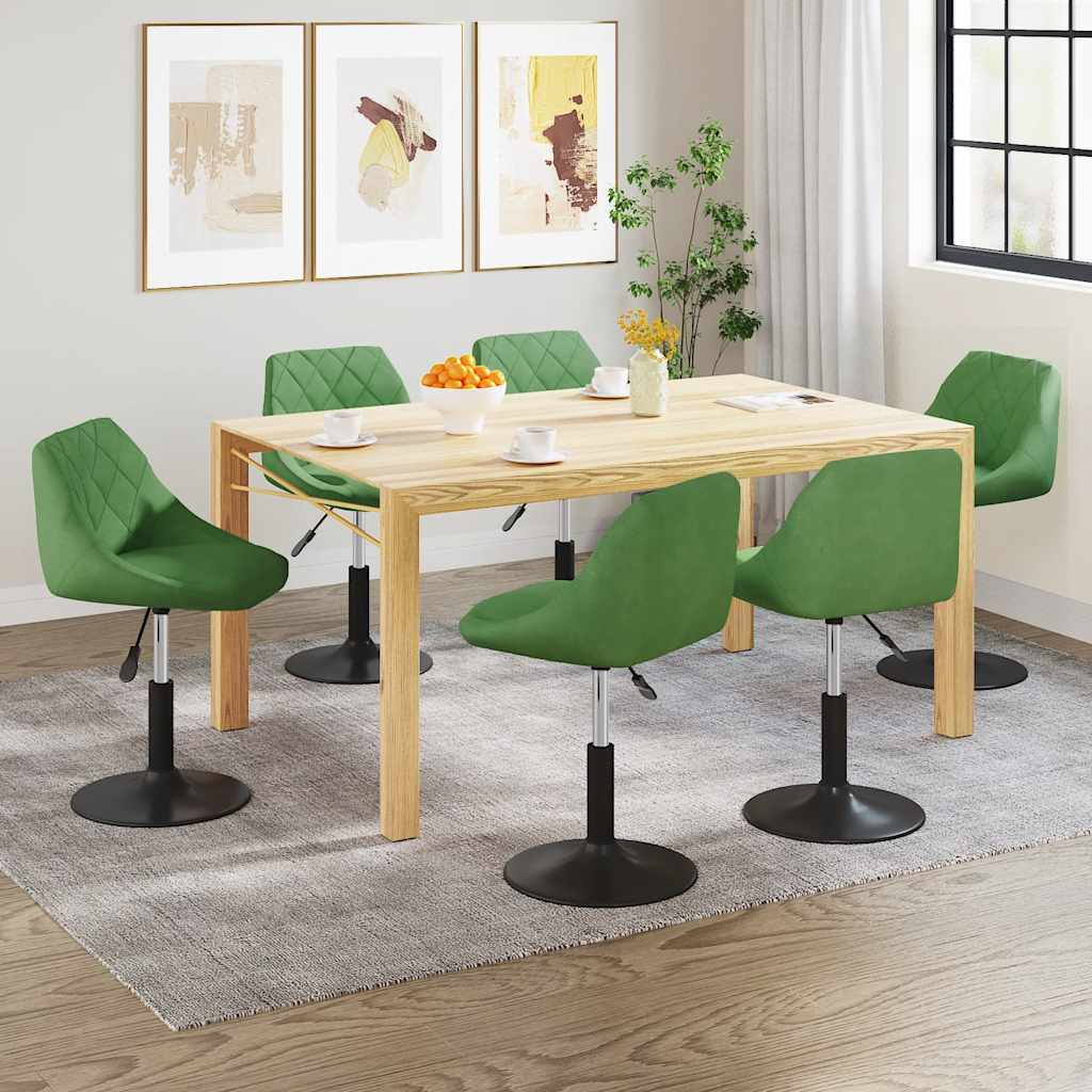 Chaises pivotantes à manger lot de 6 vert clair velours - XIOS