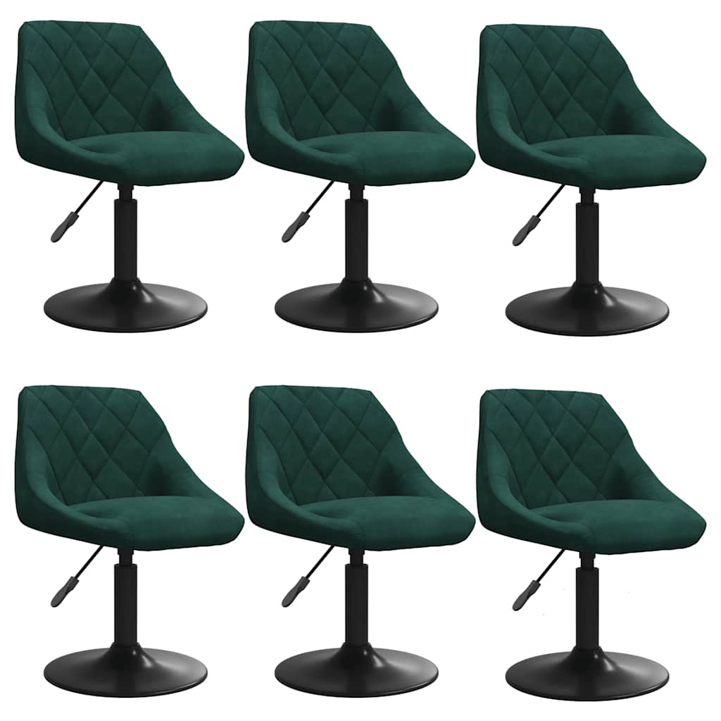 Chaises pivotantes à manger lot de 6 vert foncé velours - XIOS
