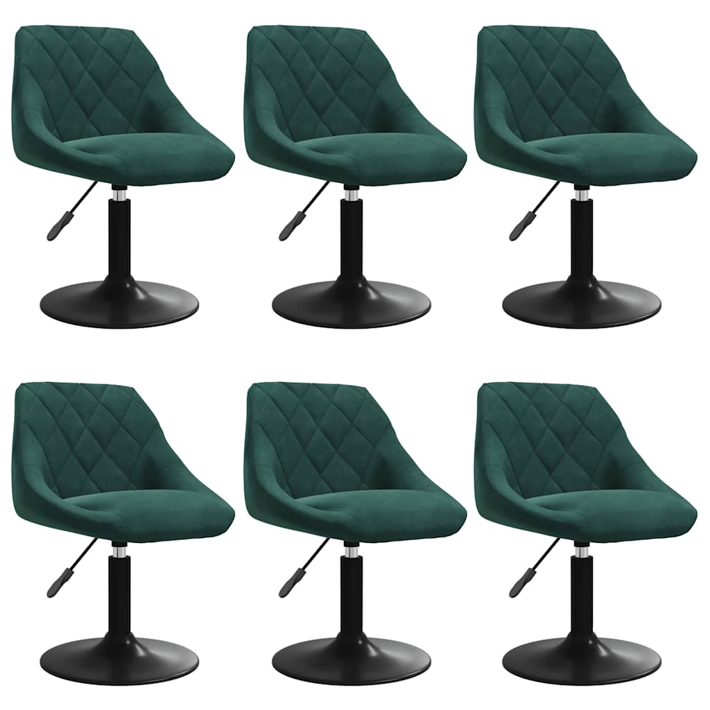 Chaises pivotantes à manger lot de 6 vert foncé velours - XIOS