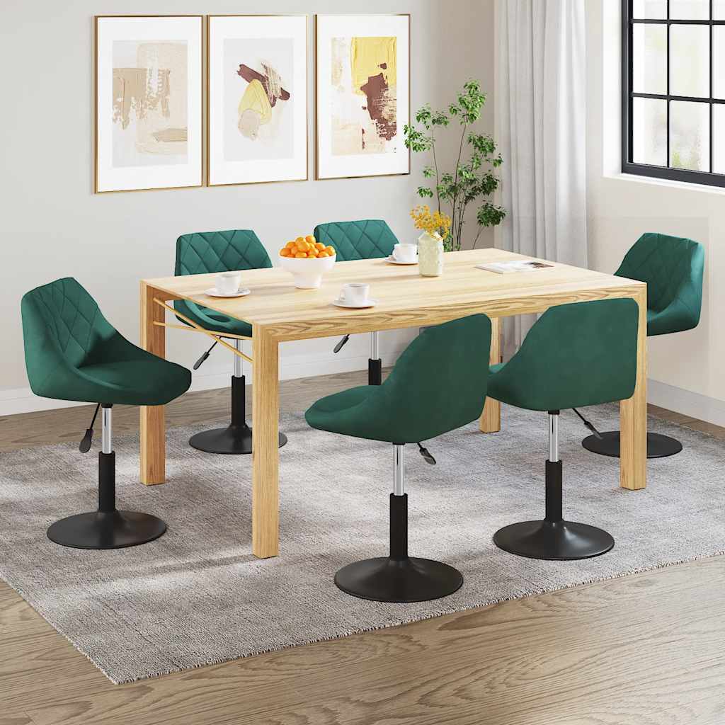 Chaises pivotantes à manger lot de 6 vert foncé velours - XIOS