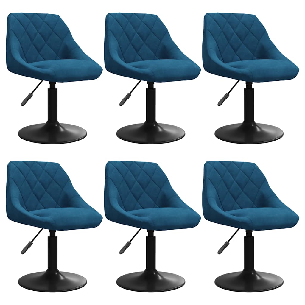Chaises pivotantes à manger lot de 6 bleu velours - XIOS