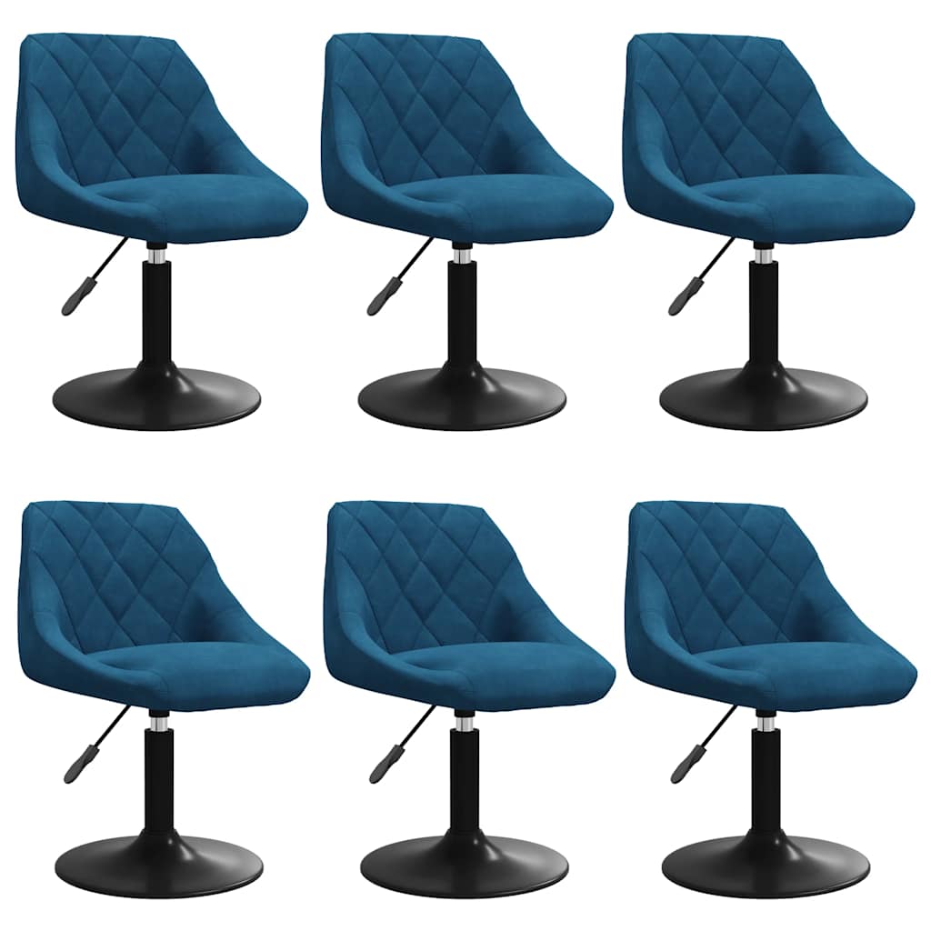Chaises pivotantes à manger lot de 6 bleu velours - XIOS