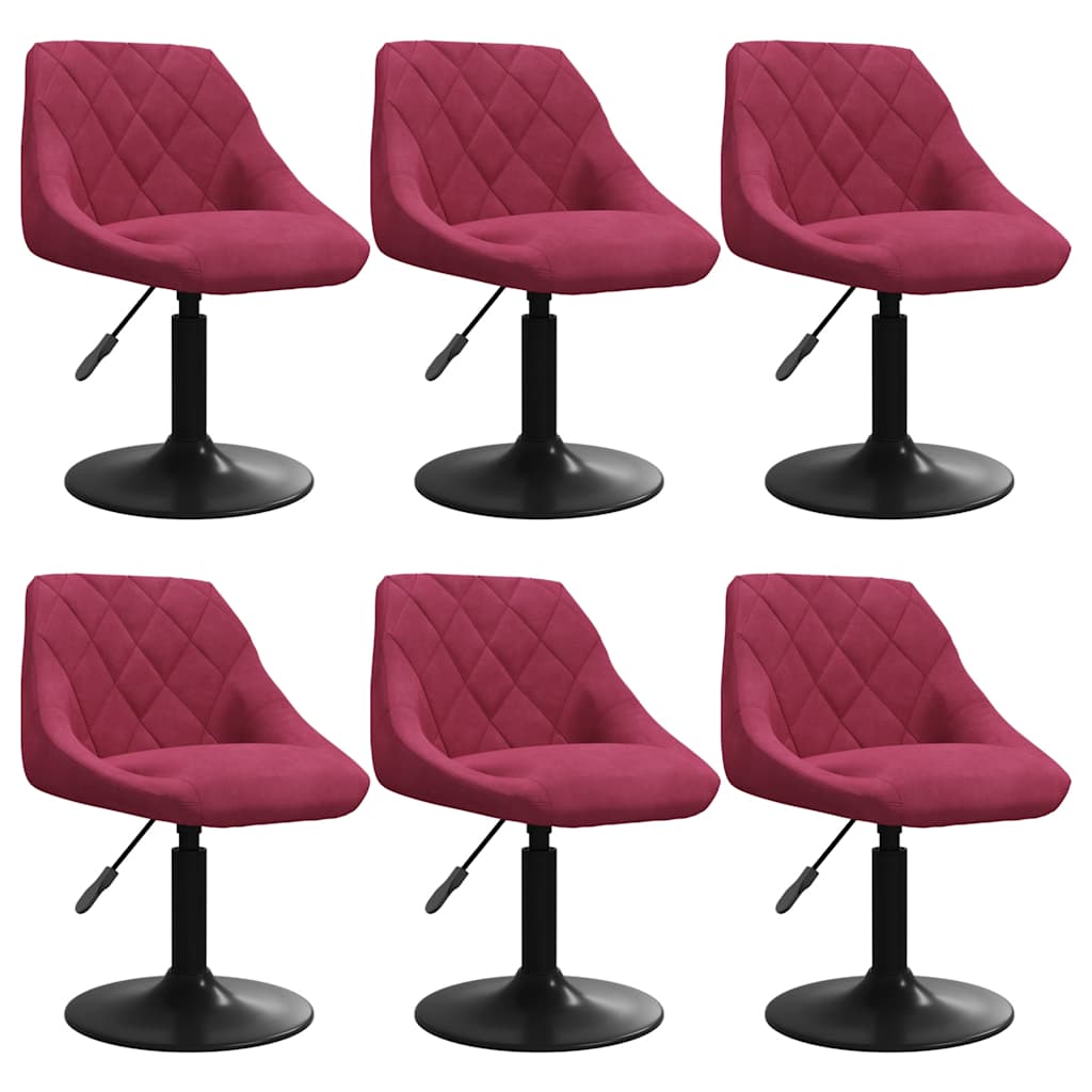 Chaises à manger pivotantes lot de 6 rouge bordeaux velours - XIOS