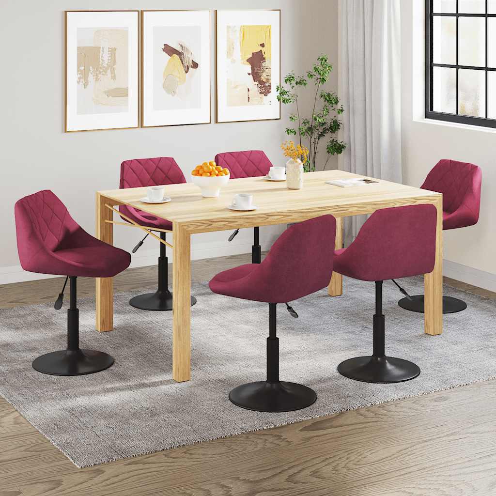 Chaises à manger pivotantes lot de 6 rouge bordeaux velours - XIOS