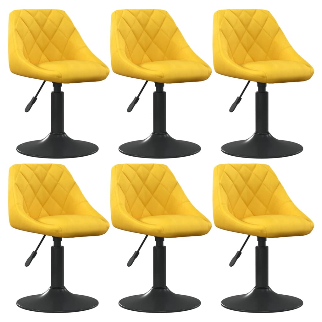 Chaises à manger pivotantes lot de 6 jaune moutarde velours Chaises de cuisine vidaXL