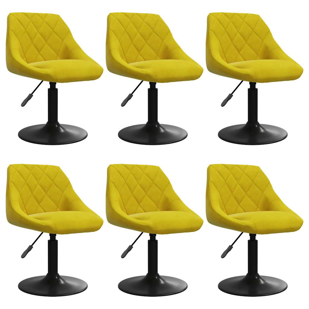 Chaises à manger pivotantes lot de 6 jaune moutarde velours - XIOS