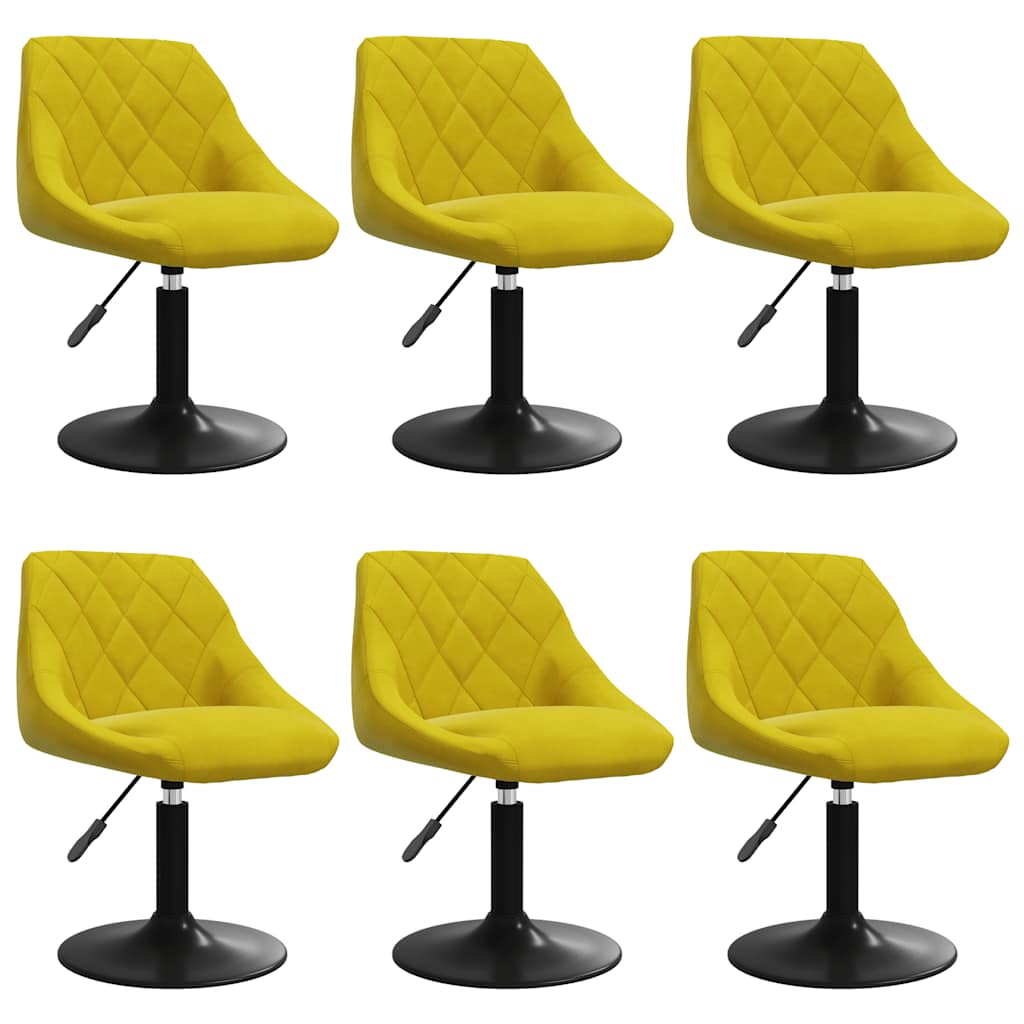 Chaises à manger pivotantes lot de 6 jaune moutarde velours