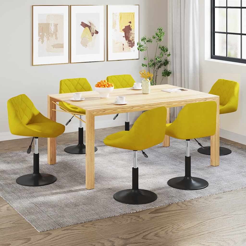 Chaises à manger pivotantes lot de 6 jaune moutarde velours