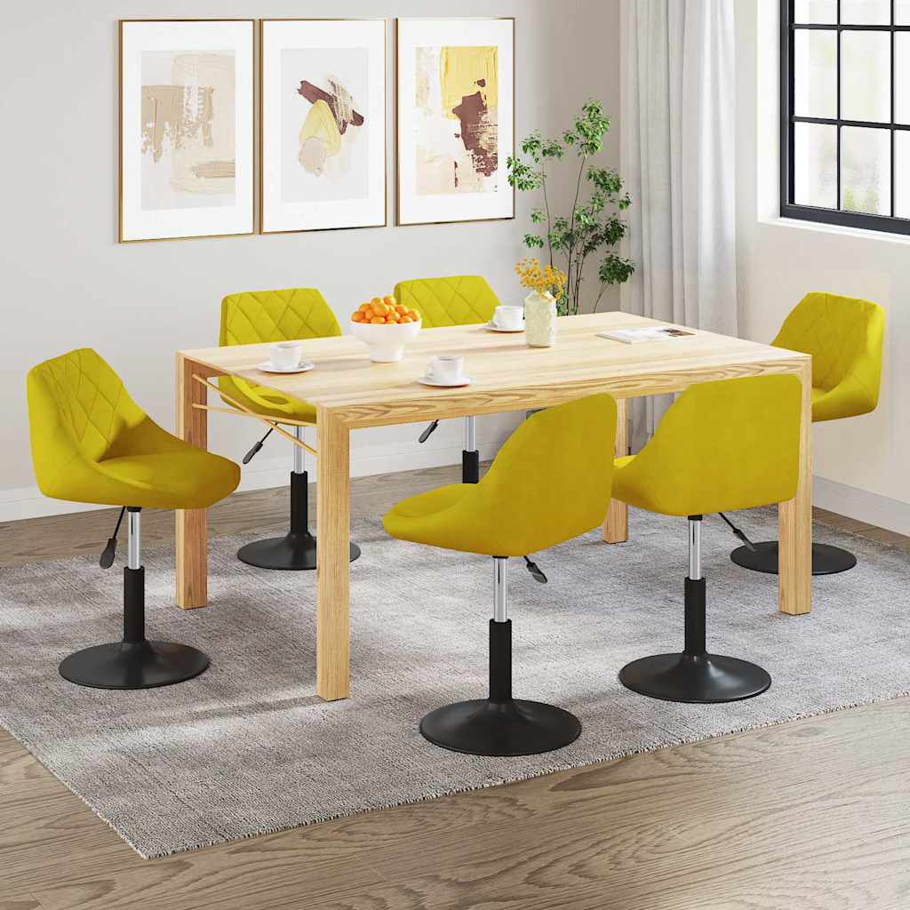 Chaises à manger pivotantes lot de 6 jaune moutarde velours