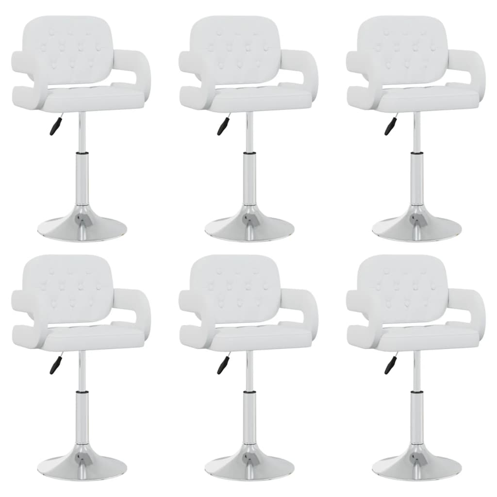 Chaises pivotantes à manger lot de 6 blanc similicuir - XIOS
