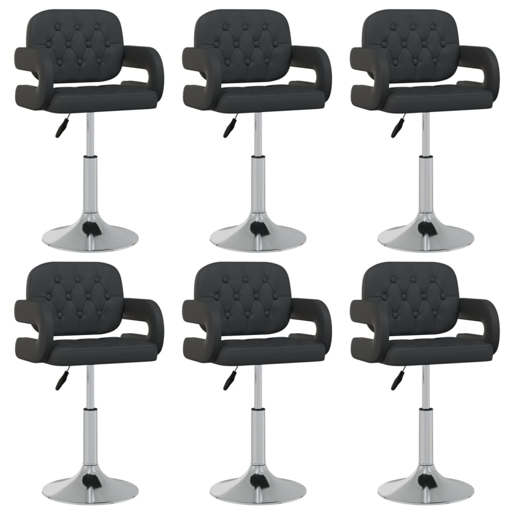 Chaises pivotantes à manger lot de 6 noir similicuir - XIOS