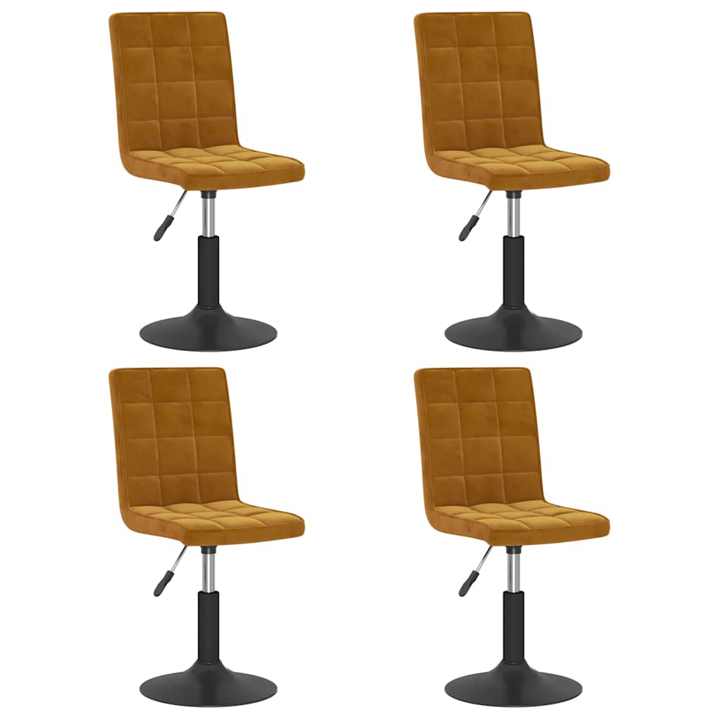 Chaises pivotantes à manger lot de 4 marron velours - XIOS