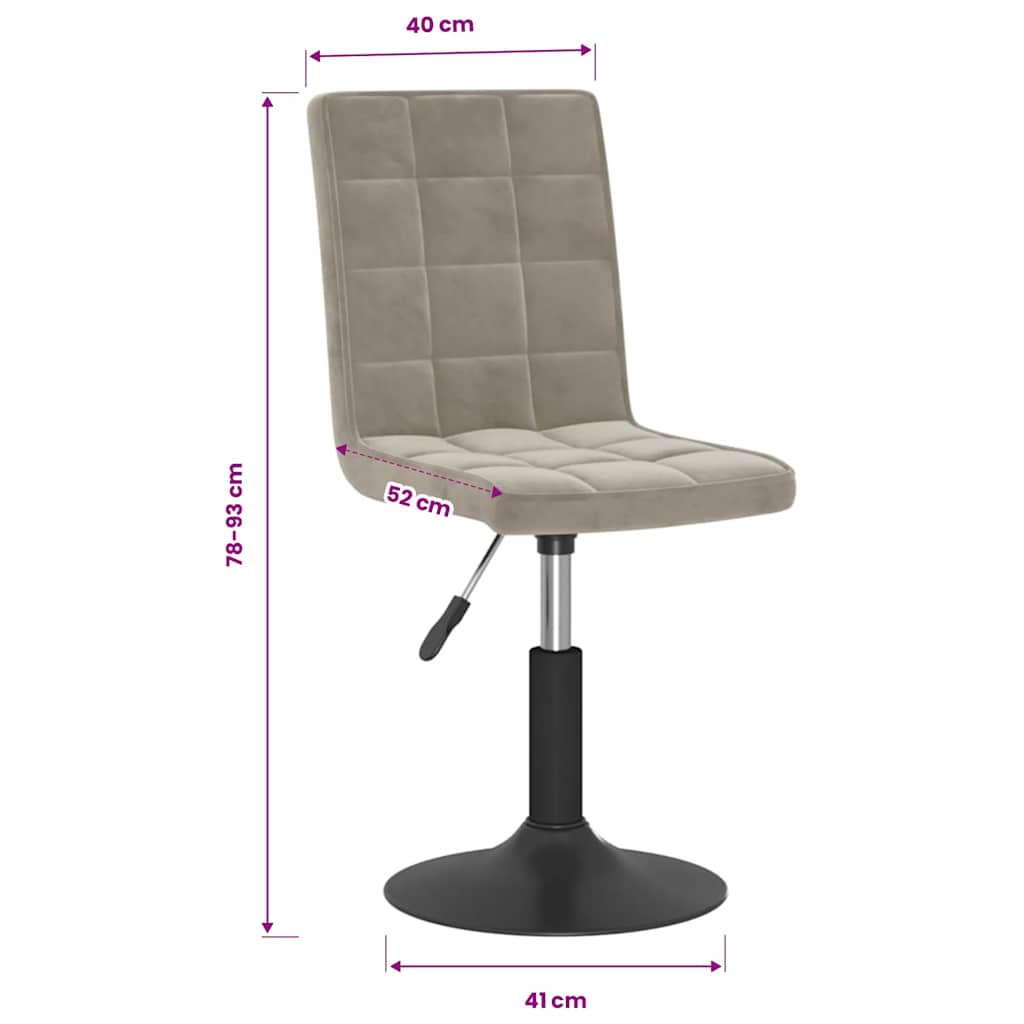 Chaises pivotantes à manger lot de 4 gris clair velours - XIOS