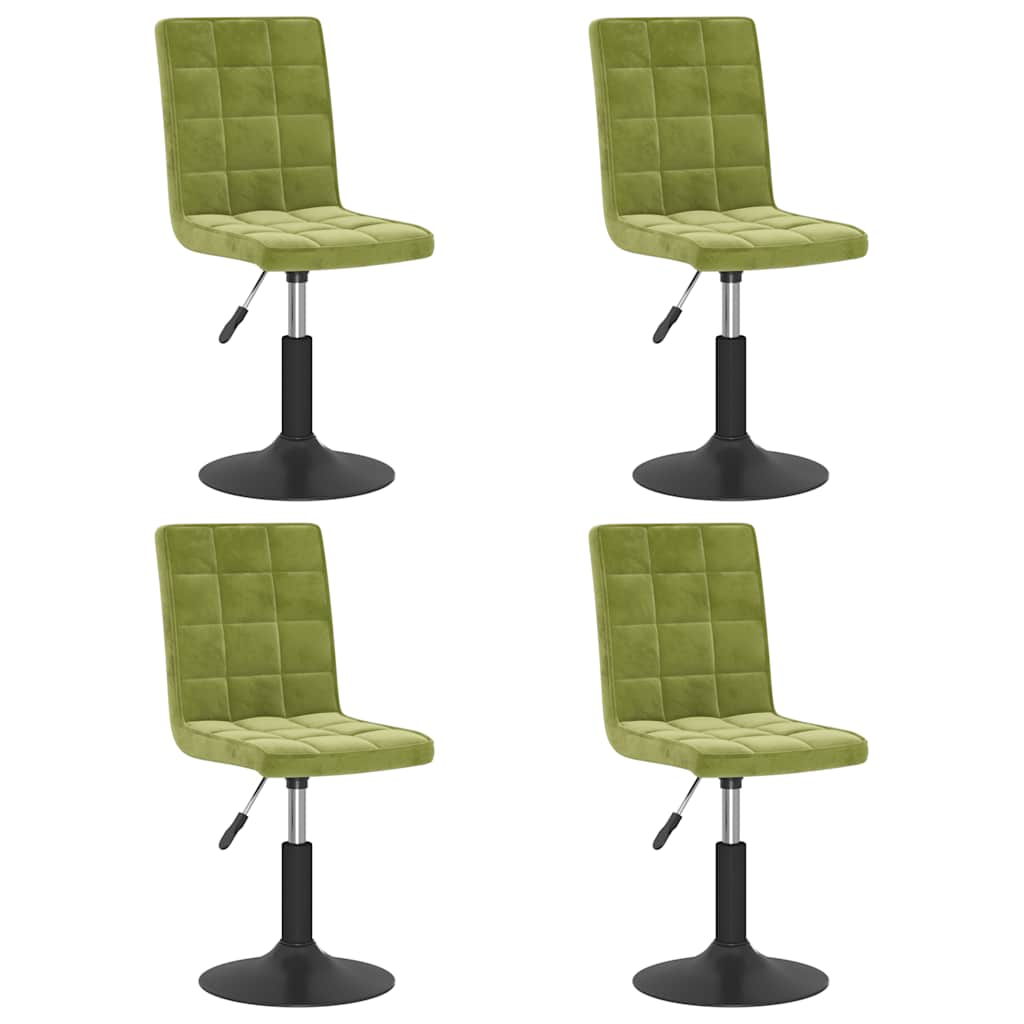 Chaises pivotantes à manger lot de 4 vert clair velours - XIOS