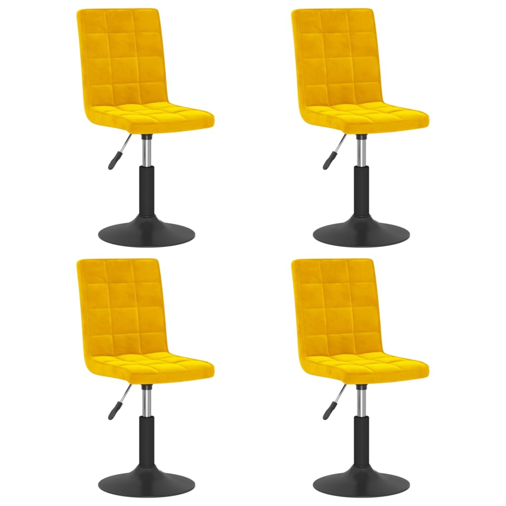Chaises à manger pivotantes lot de 4 jaune moutarde velours - XIOS