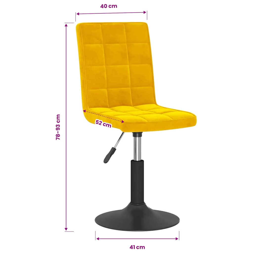 Chaises à manger pivotantes lot de 4 jaune moutarde velours - XIOS