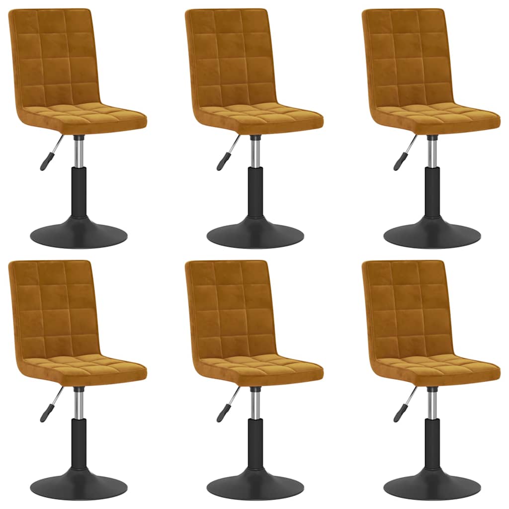 Chaises pivotantes à manger lot de 6 marron velours - XIOS