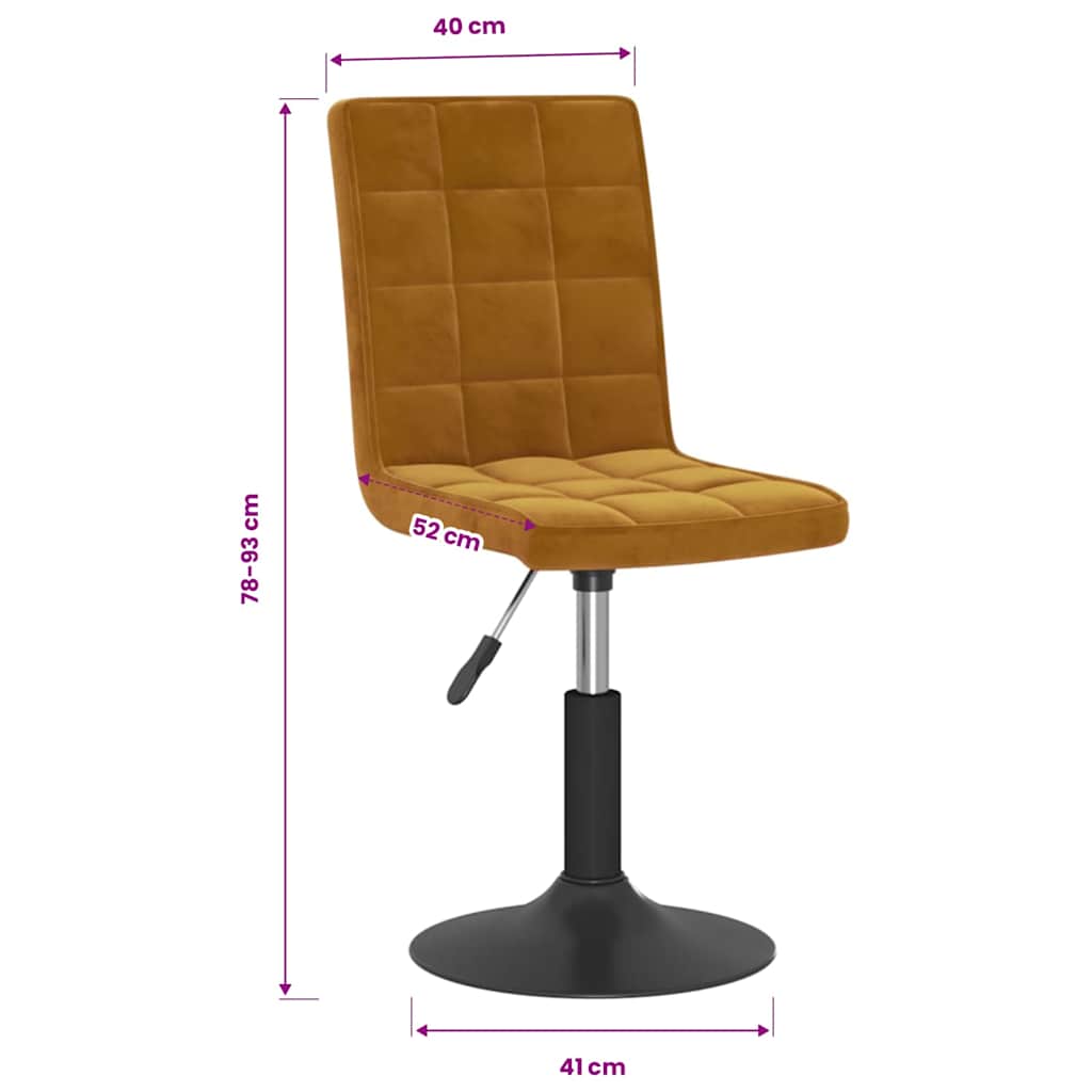 Chaises pivotantes à manger lot de 6 marron velours - XIOS