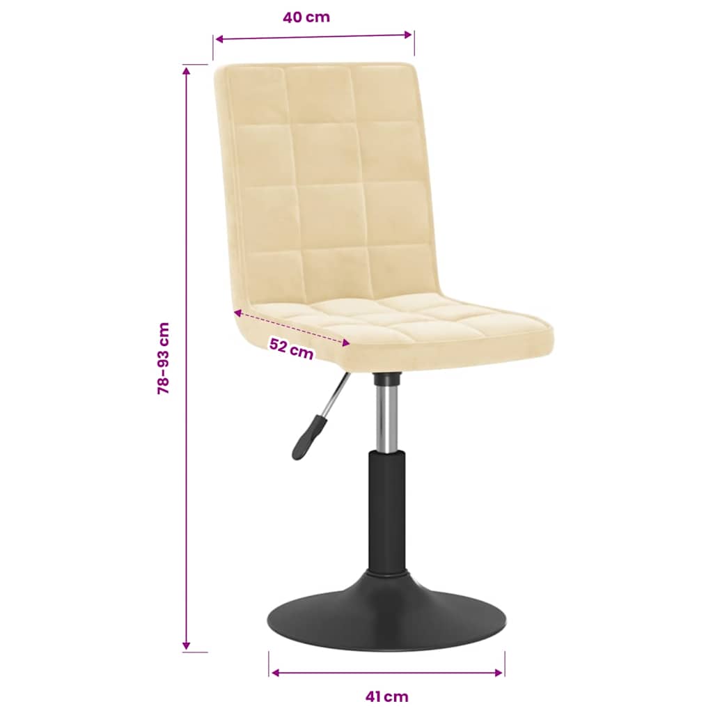Chaises pivotantes à manger lot de 6 crème velours