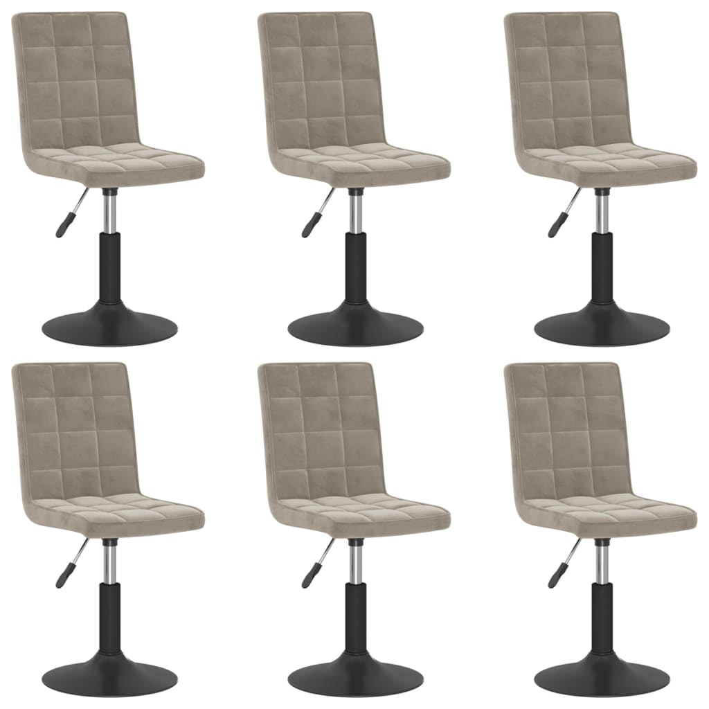 Chaises pivotantes à manger lot de 6 gris clair velours - XIOS