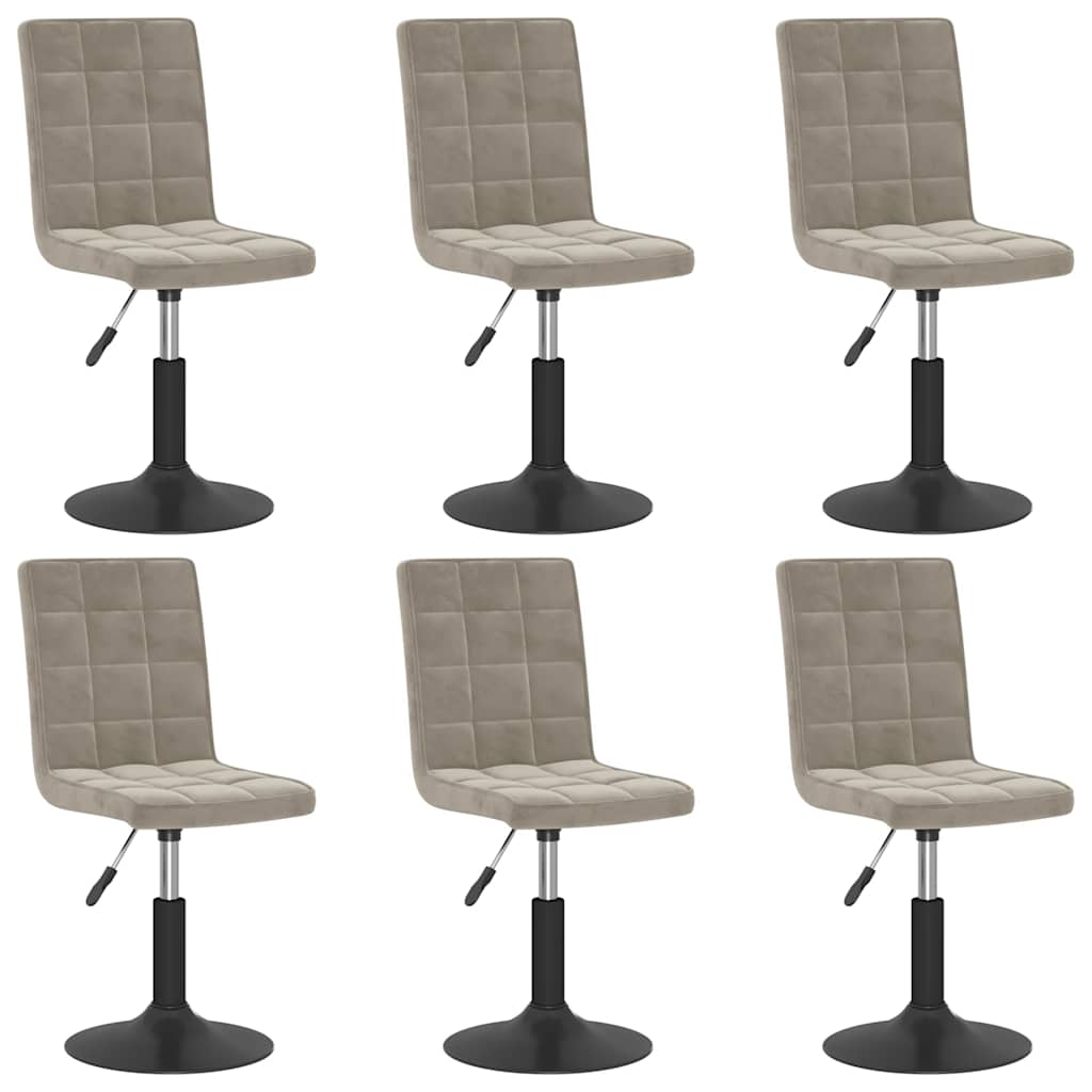 Chaises pivotantes à manger lot de 6 gris clair velours - XIOS
