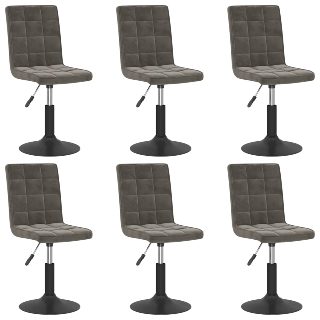 Chaises pivotantes à manger lot de 6 gris foncé velours - XIOS