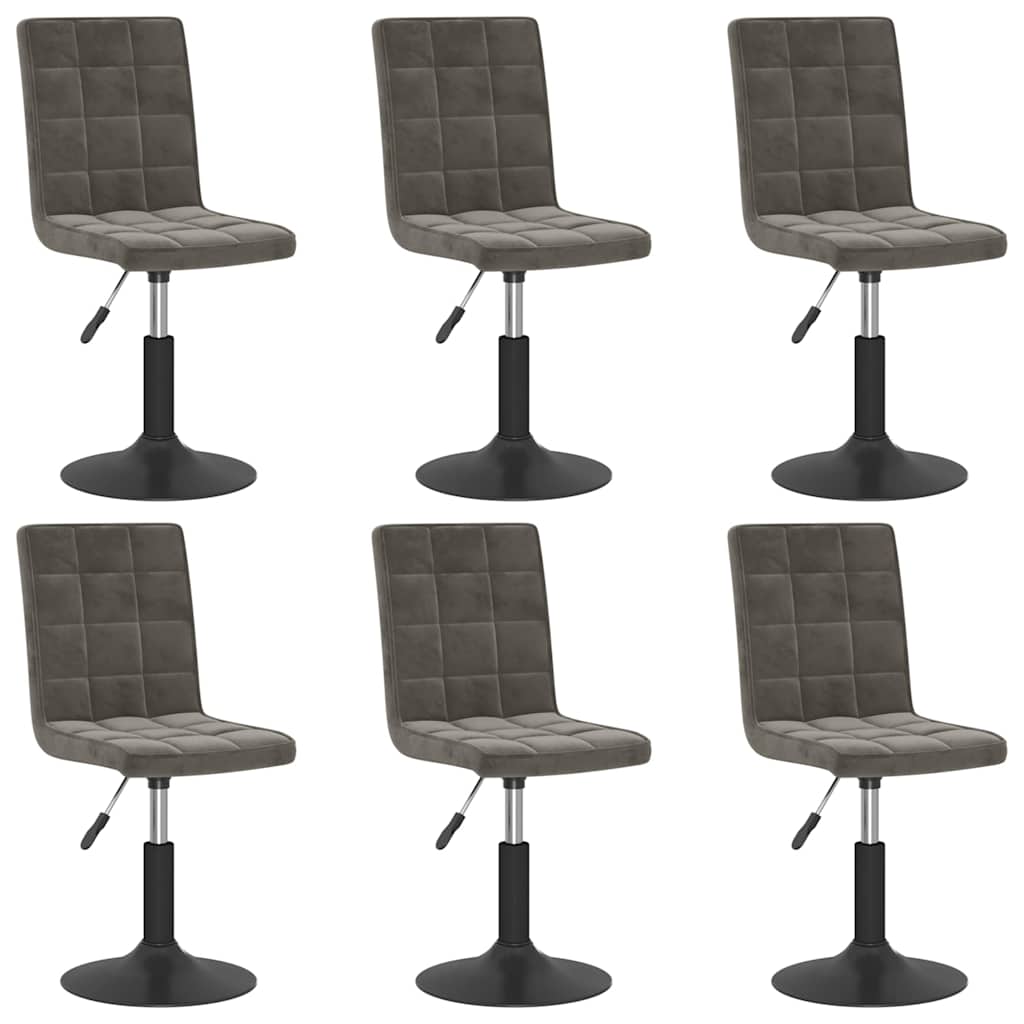 Chaises pivotantes à manger lot de 6 gris foncé velours