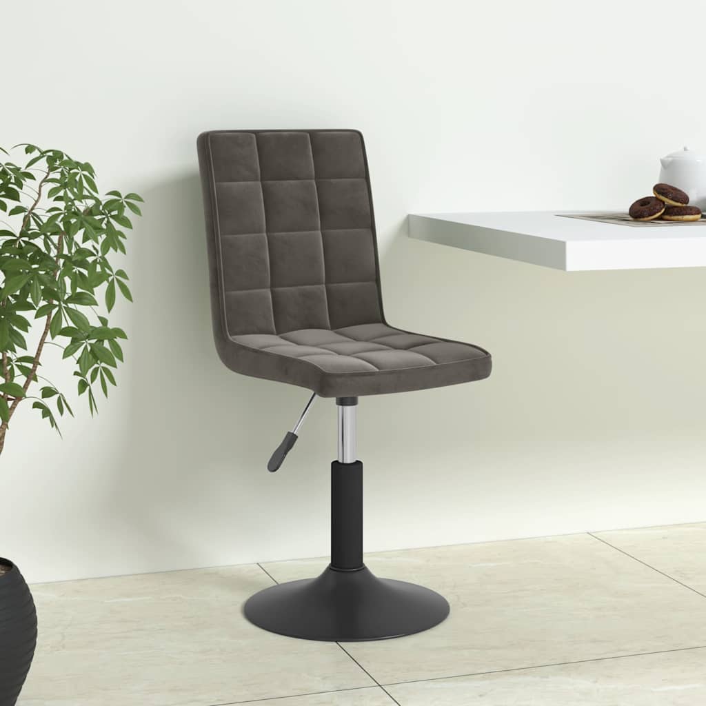 Chaises pivotantes à manger lot de 6 gris foncé velours