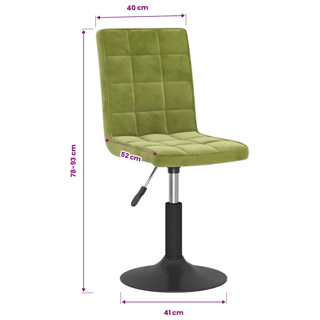 Chaises pivotantes à manger lot de 6 vert clair velours - XIOS