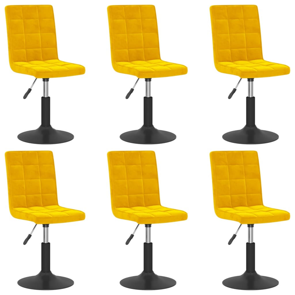 Chaises à manger pivotantes lot de 6 jaune moutarde velours Chaises de cuisine vidaXL