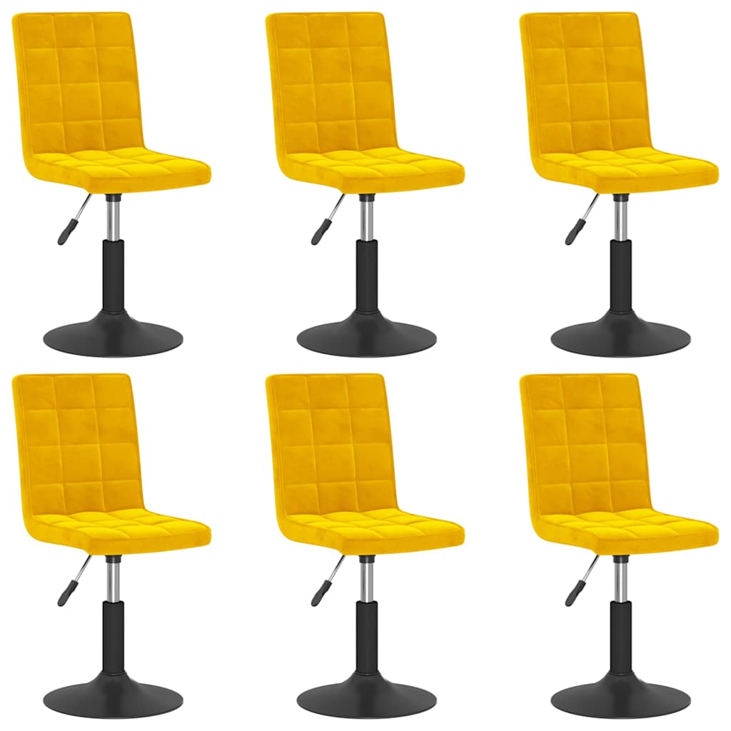 Chaises à manger pivotantes lot de 6 jaune moutarde velours - XIOS