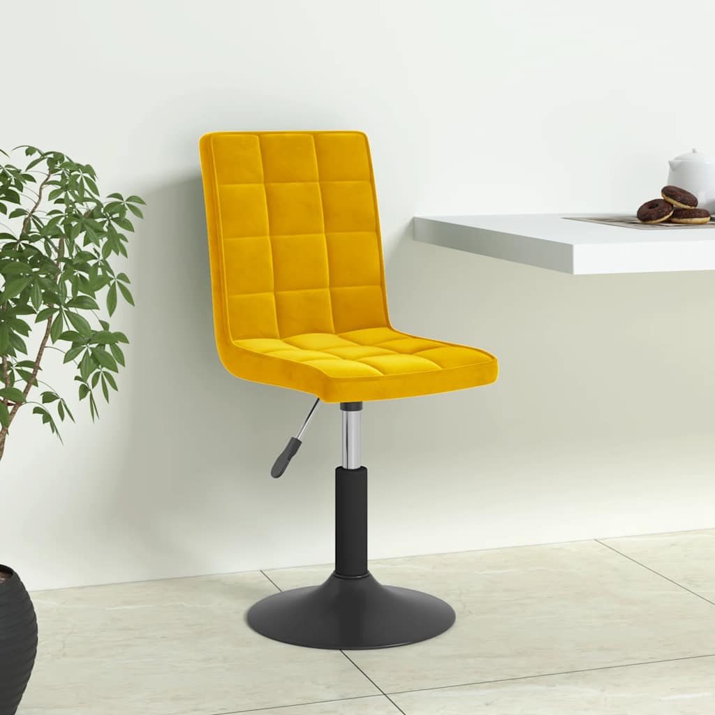 Chaises à manger pivotantes lot de 6 jaune moutarde velours - XIOS