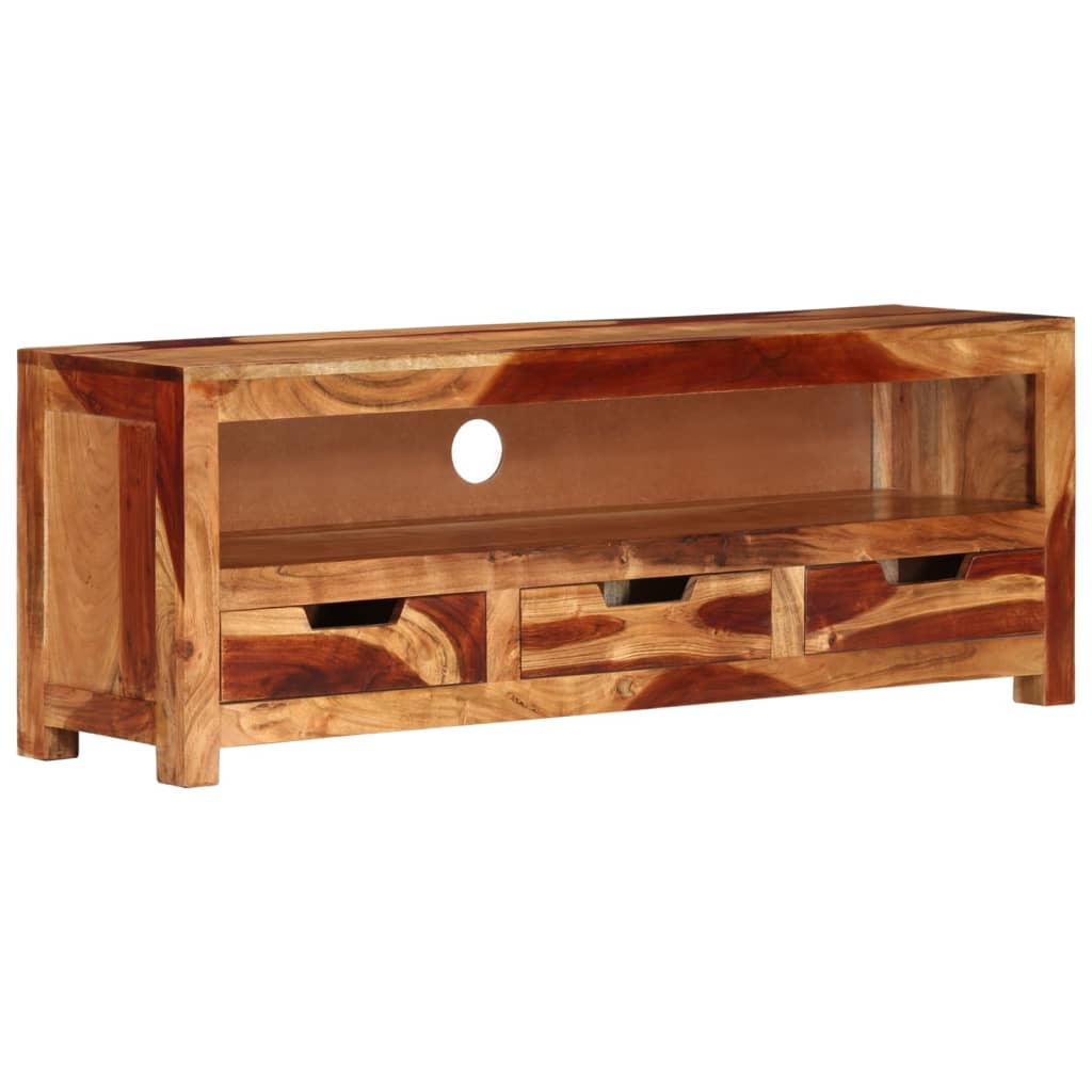 Meuble TV 110x30x40 cm Bois d'acacia massif - XIOS