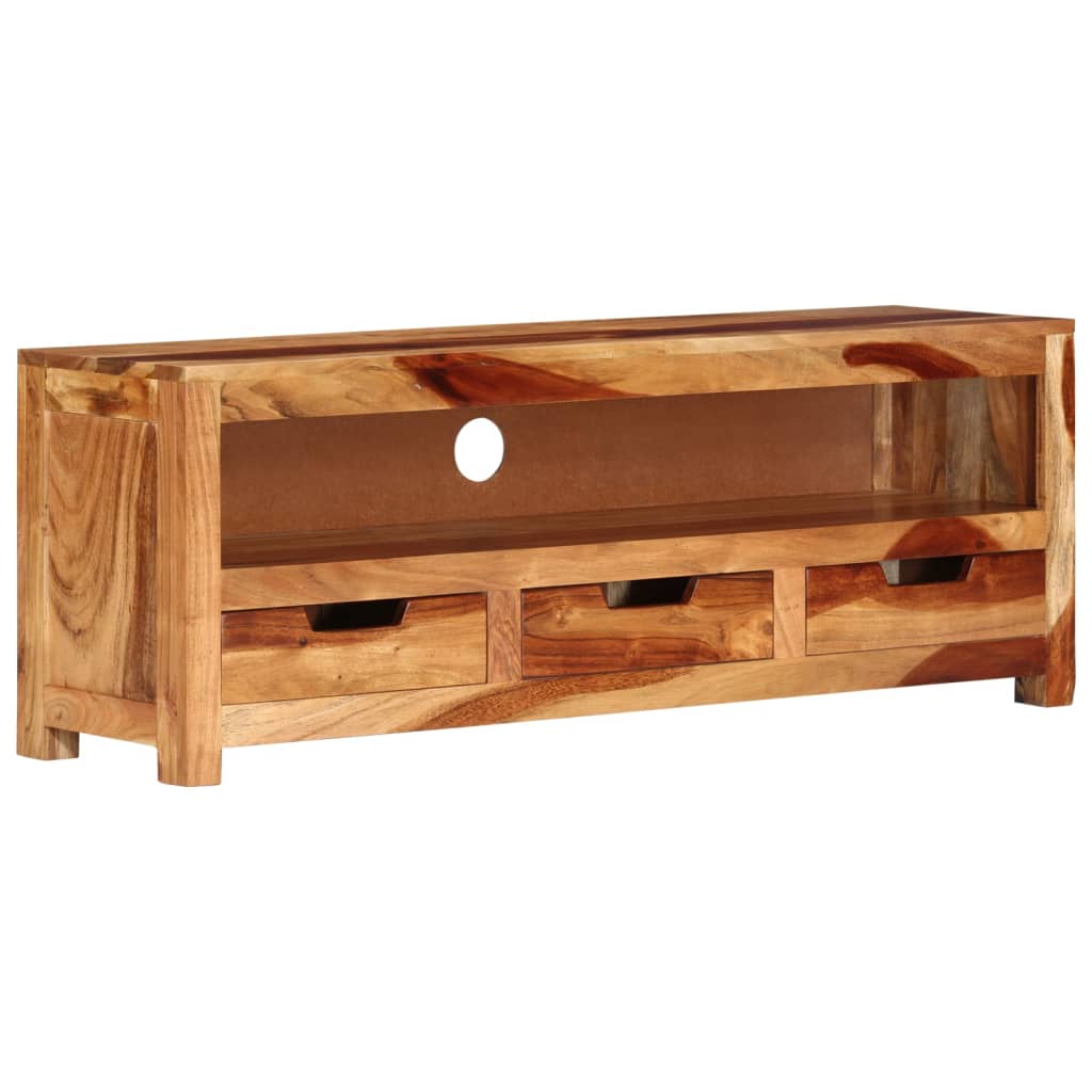 Meuble TV 110x30x40 cm Bois d'acacia massif - XIOS