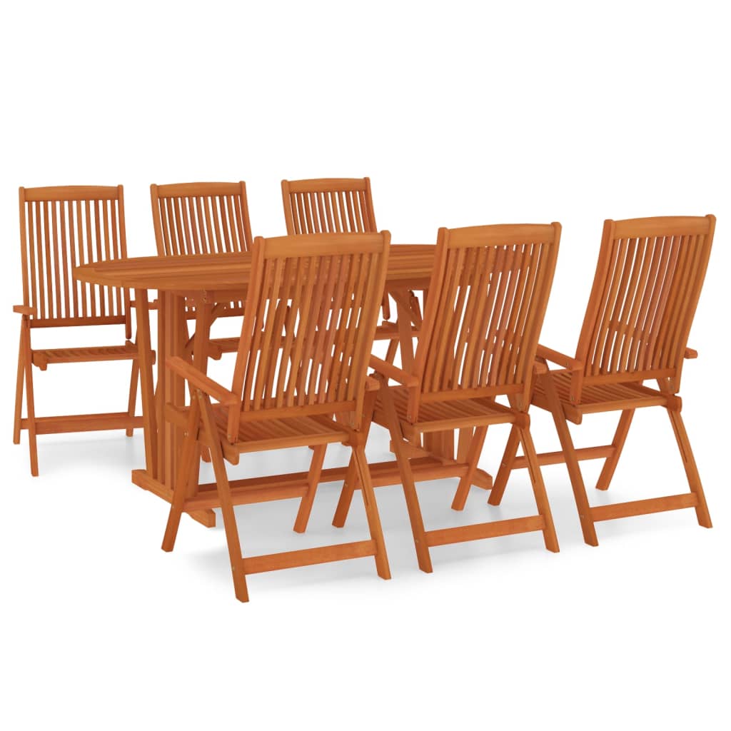 Ensemble à manger de jardin 7 pcs Bois d'eucalyptus massif