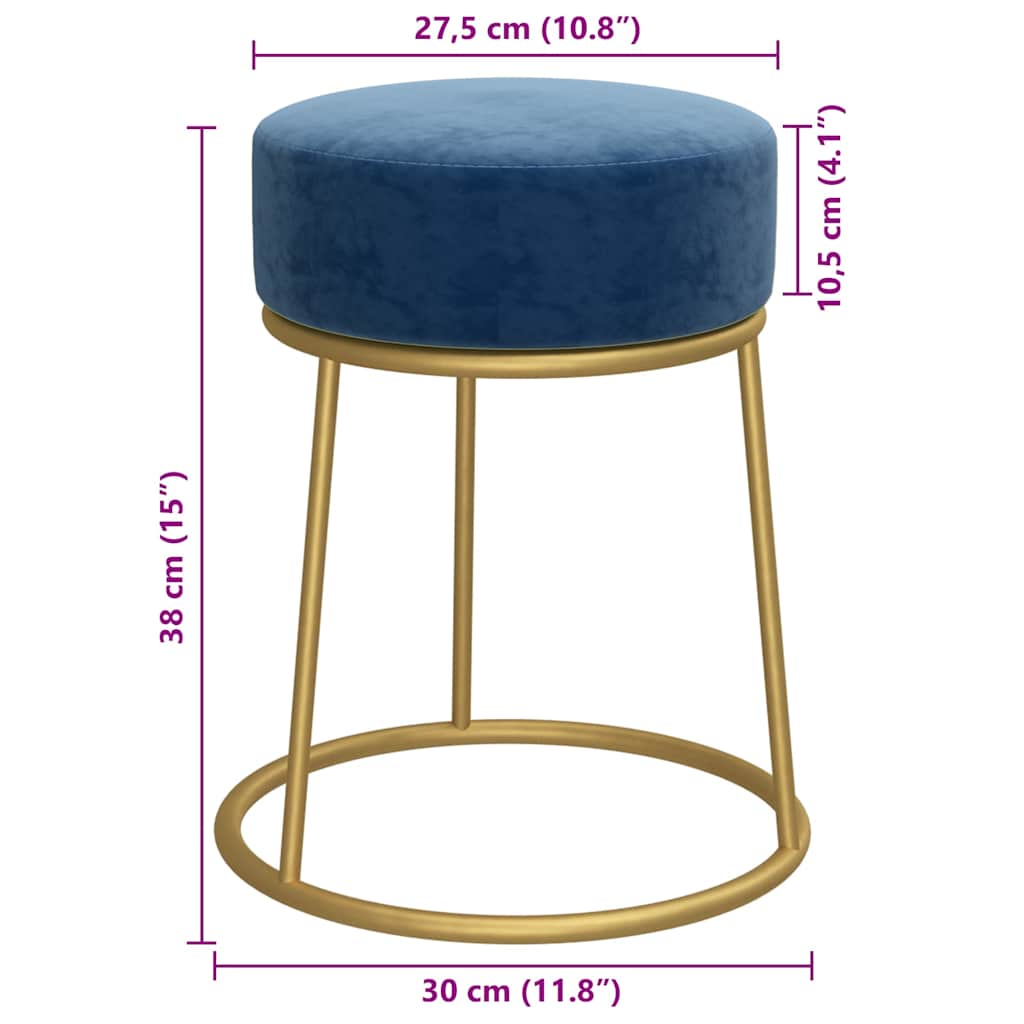 Tabouret rond Bleu Velours - XIOS