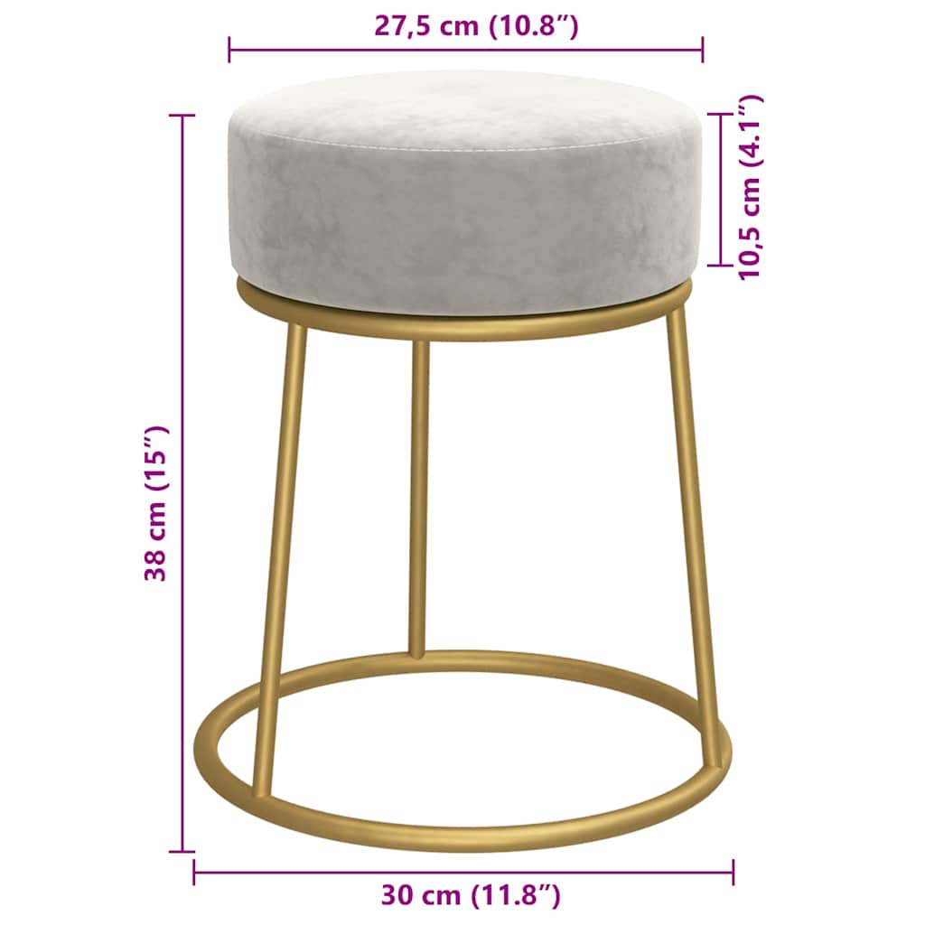 Tabouret rond Gris clair Velours - XIOS