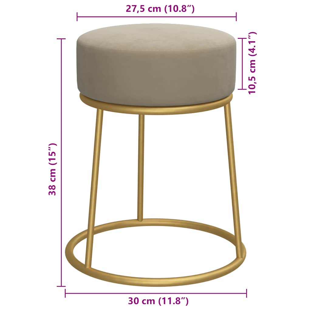 Tabouret rond Gris foncé Velours - XIOS