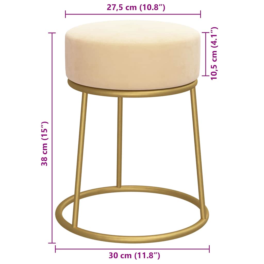Tabouret rond Abricot Velours - XIOS