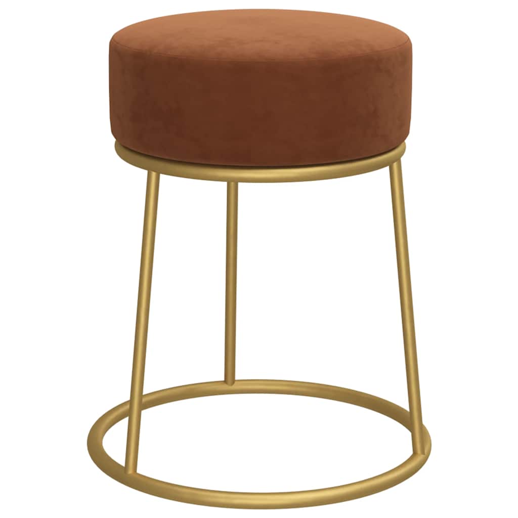 Tabouret rond Marron Velours - XIOS