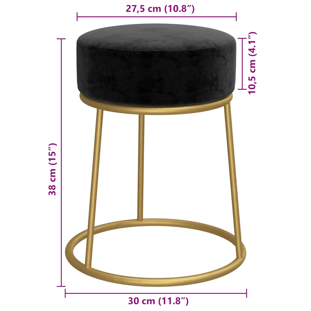 Tabouret rond Noir Velours - XIOS